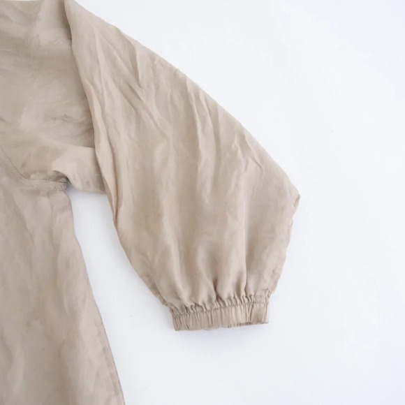 Vintage 90s Evr Rousso Apparel Champagne 100% Silk Zip Up Bomber Jacket  L - Picture 5 of 11